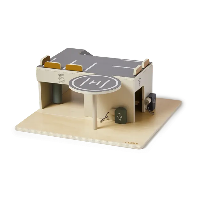 flexa-play-parkhaus-aus-holz-mit-hubschrauberlandeplatz image 1