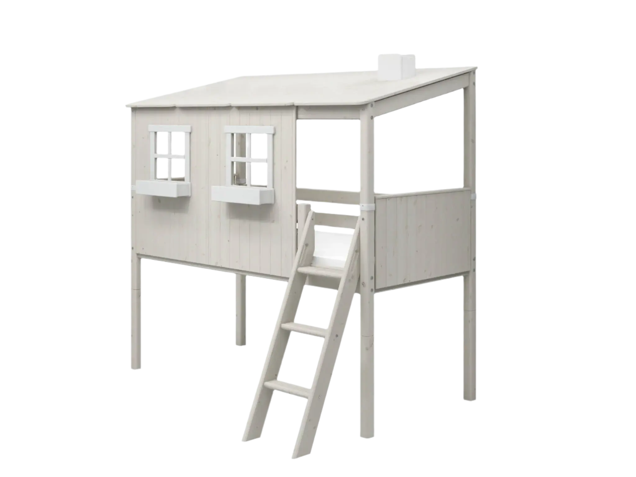 flexa-classic-spielbett-120-cm-hausbett-90x200-cm-wei-mit-leiter image 1