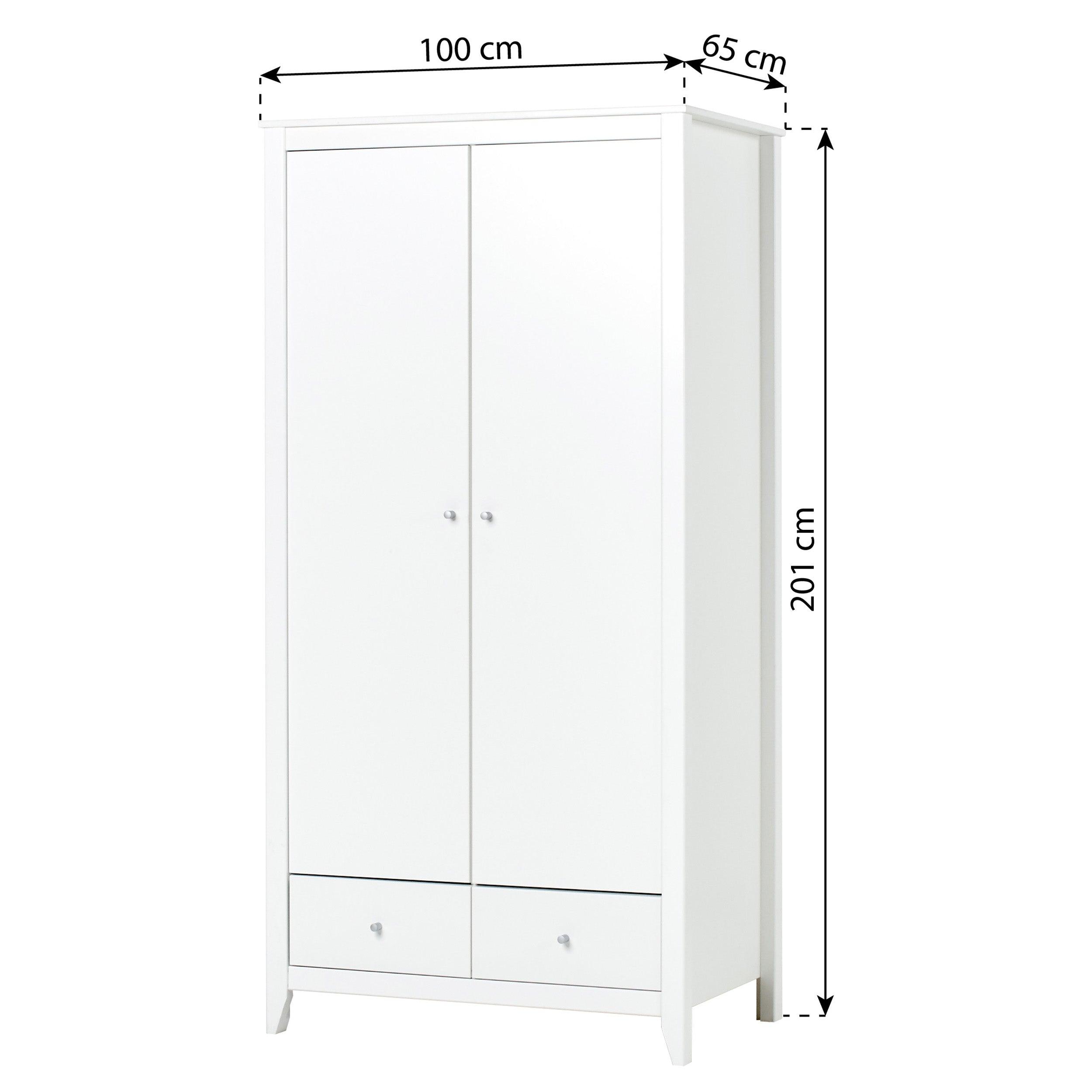 hoppekids-kleiderschrank-mit-2-t-ren-und-2-schubladen-wei image 4