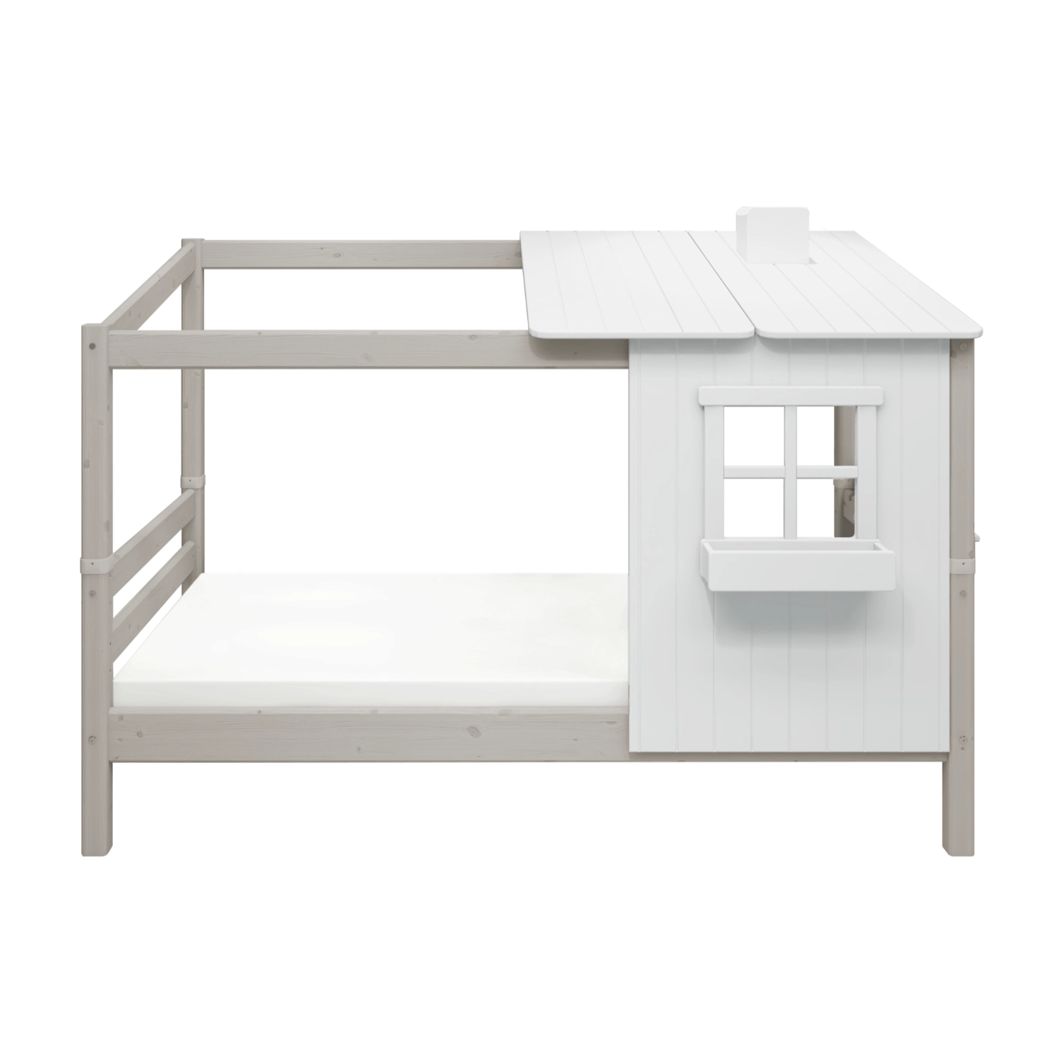 flexa-classic-spielbett-mit-1-2-haus-90x200-cm-wei-grau image 6