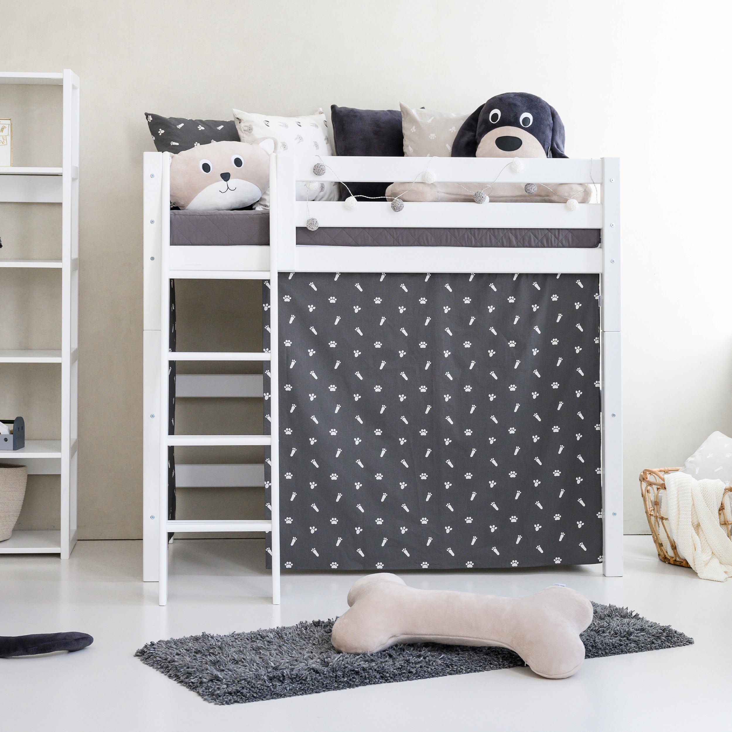 hoppekids-eco-luxury-mittelhohes-bett-mit-pets-granite-grey-bettvorhang image 5