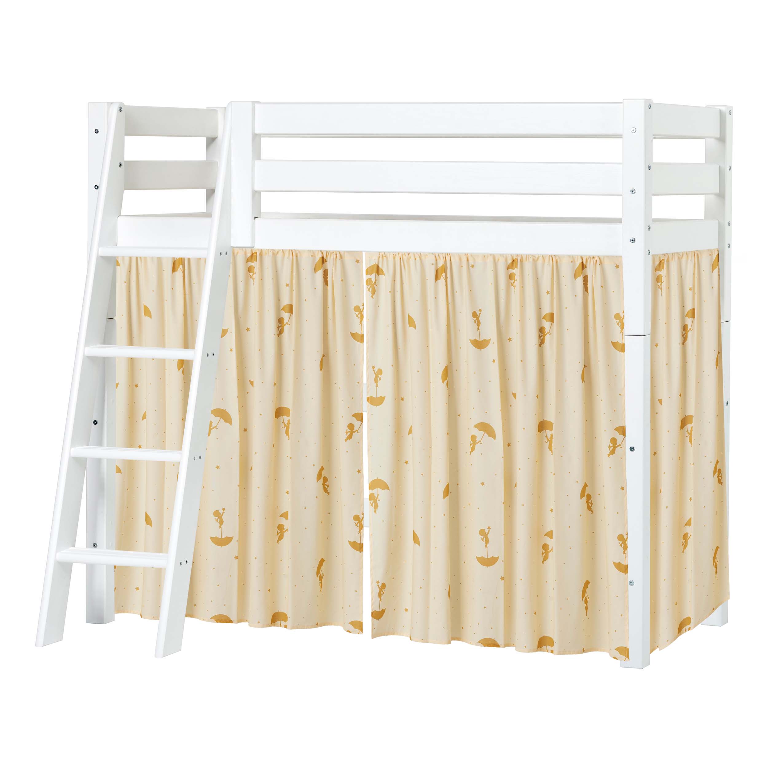 hoppekids-eco-luxury-mittelhohes-bett-mit-gelbem-ole-lukoie-bettvorhang image 6