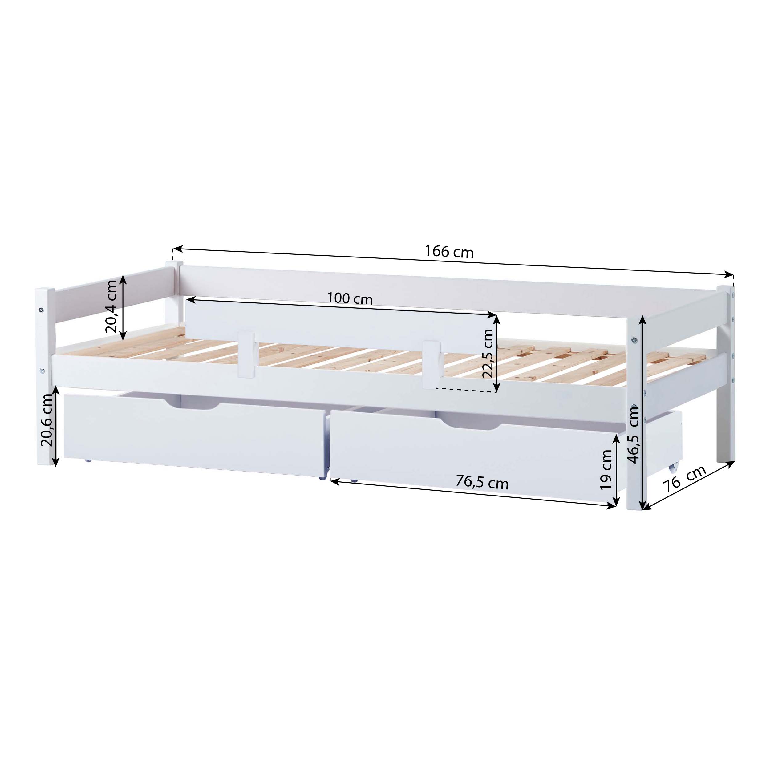 hoppekids-eco-dream-bettpaket-einzelbett-70x160-cm-mit-schubladen-rausfallschutz image 5