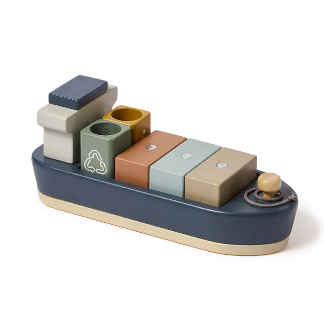 flexa-containerschiff-holz-spielzeug-mit-5-magnet-containern image 1