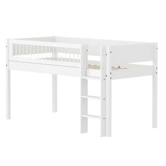 flexa-white-hochbett-120-cm-mit-leiter-und-absturzsicherung-90x200-cm-wei image 1