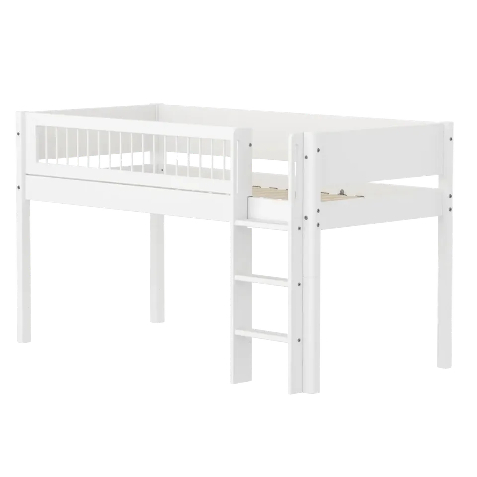 flexa-white-hochbett-120-cm-mit-leiter-und-absturzsicherung-90x200-cm-wei image 1