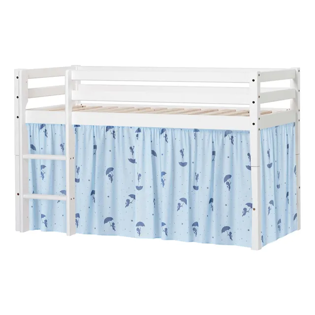 hoppekids-eco-dream-halbhochbett-mit-blauem-ole-lukoie-bettvorhang image 1