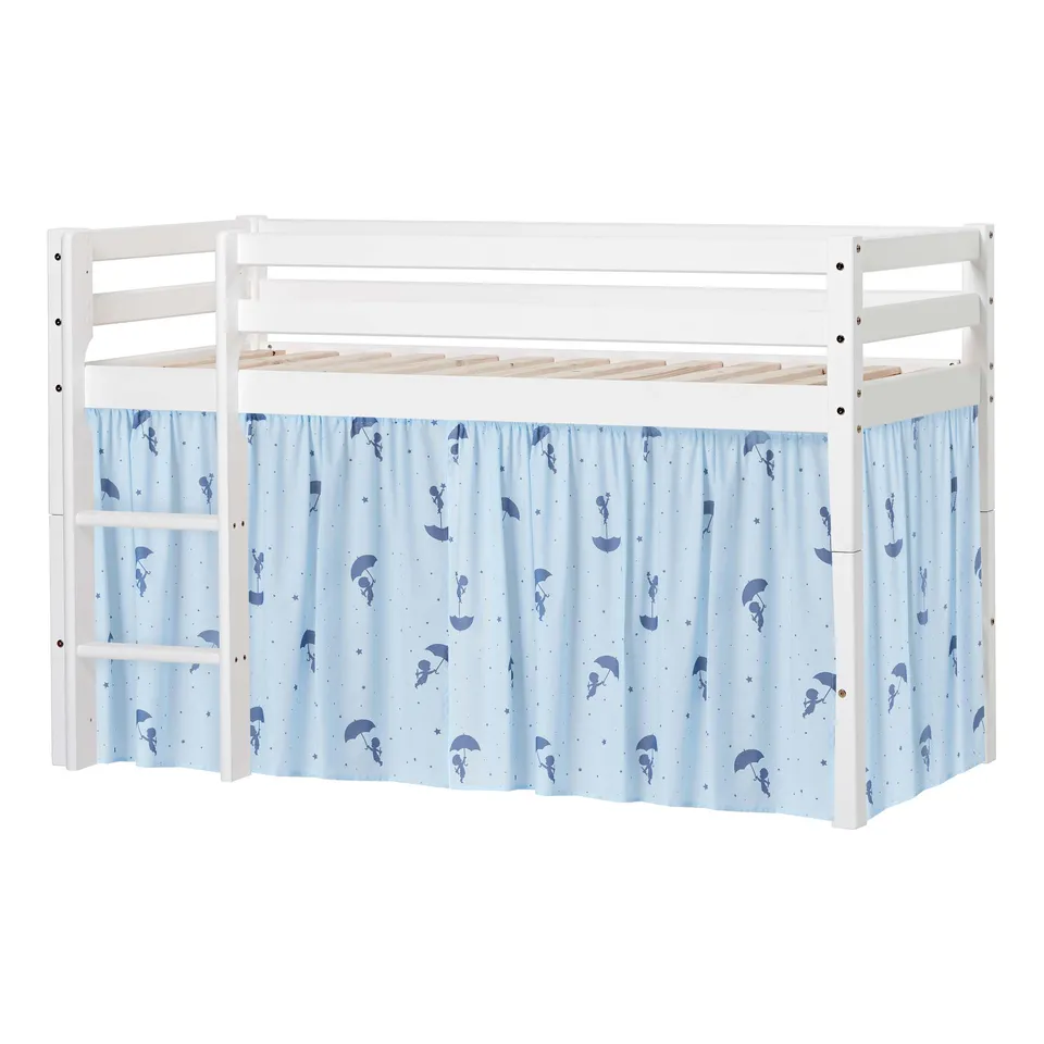 hoppekids-eco-dream-halbhochbett-mit-blauem-ole-lukoie-bettvorhang image 1