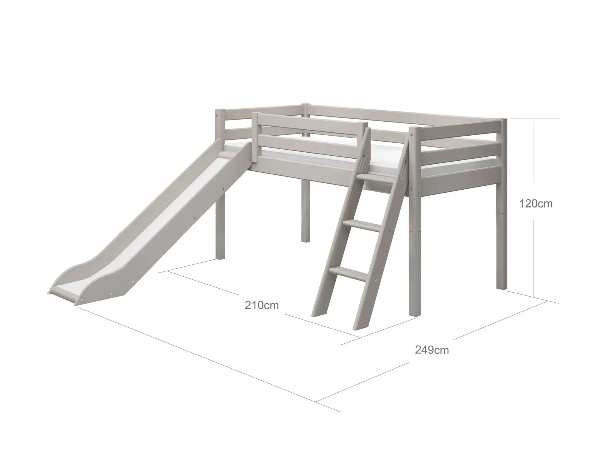 flexa-classic-spielbett-120-cm-mit-rutsche-und-schr-gleiter-90x200-cm-grau image 5