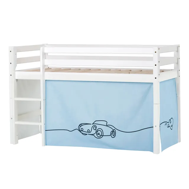hoppekids-eco-dream-halbhochbett-mit-cars-bettvorhang image 1