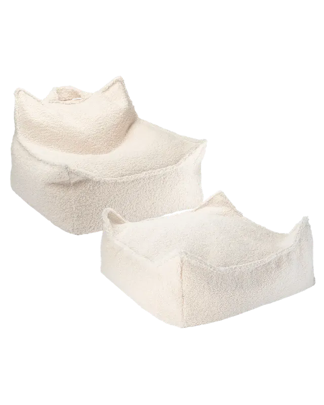 wigiwama-cream-white-sitzsack-hocker-set-teddy-beanbag-mit-square-ottoman image 1
