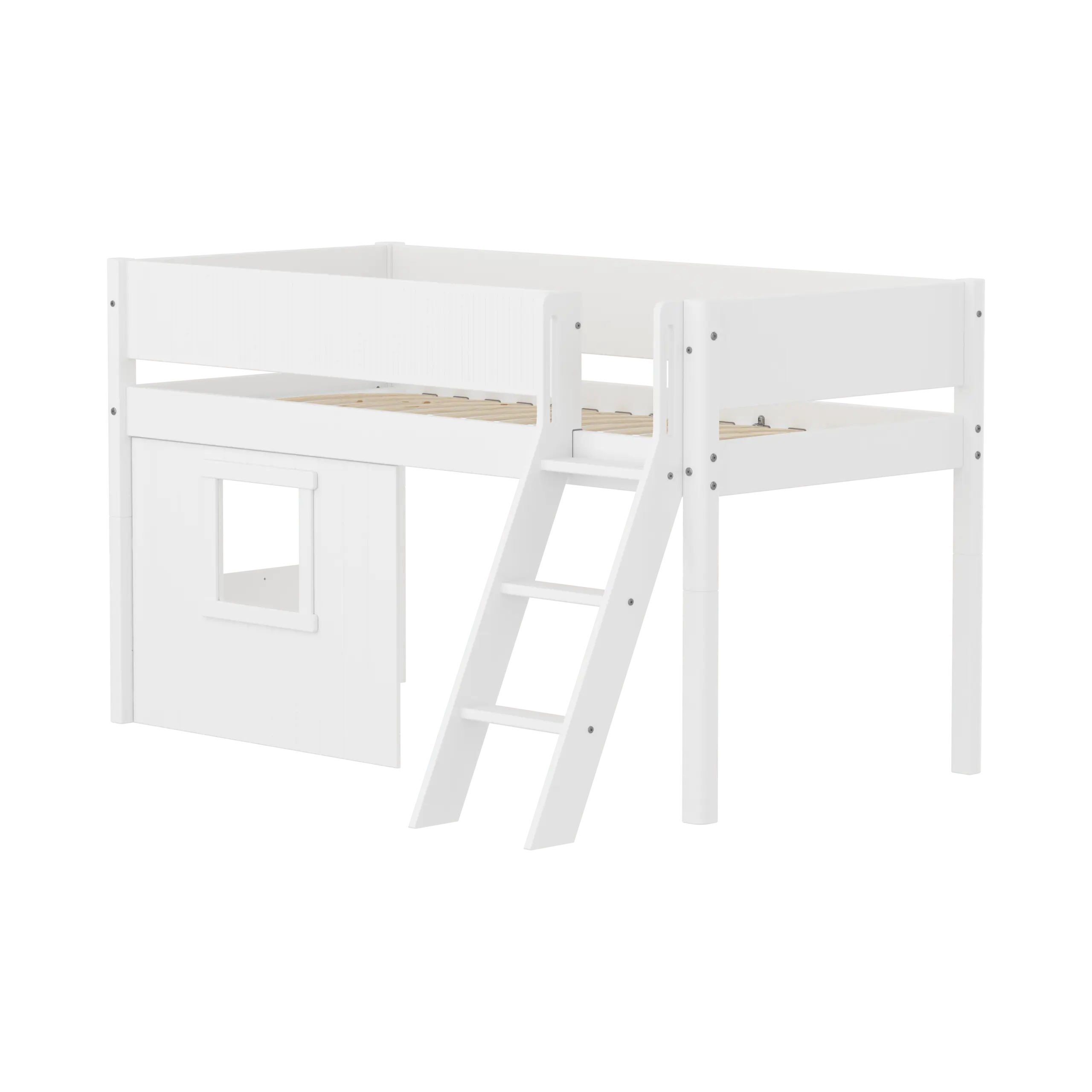 flexa-white-spielbett-120-cm-mit-baumhaus-leiter-und-absturzsicherung-90x200-cm--3 image 1