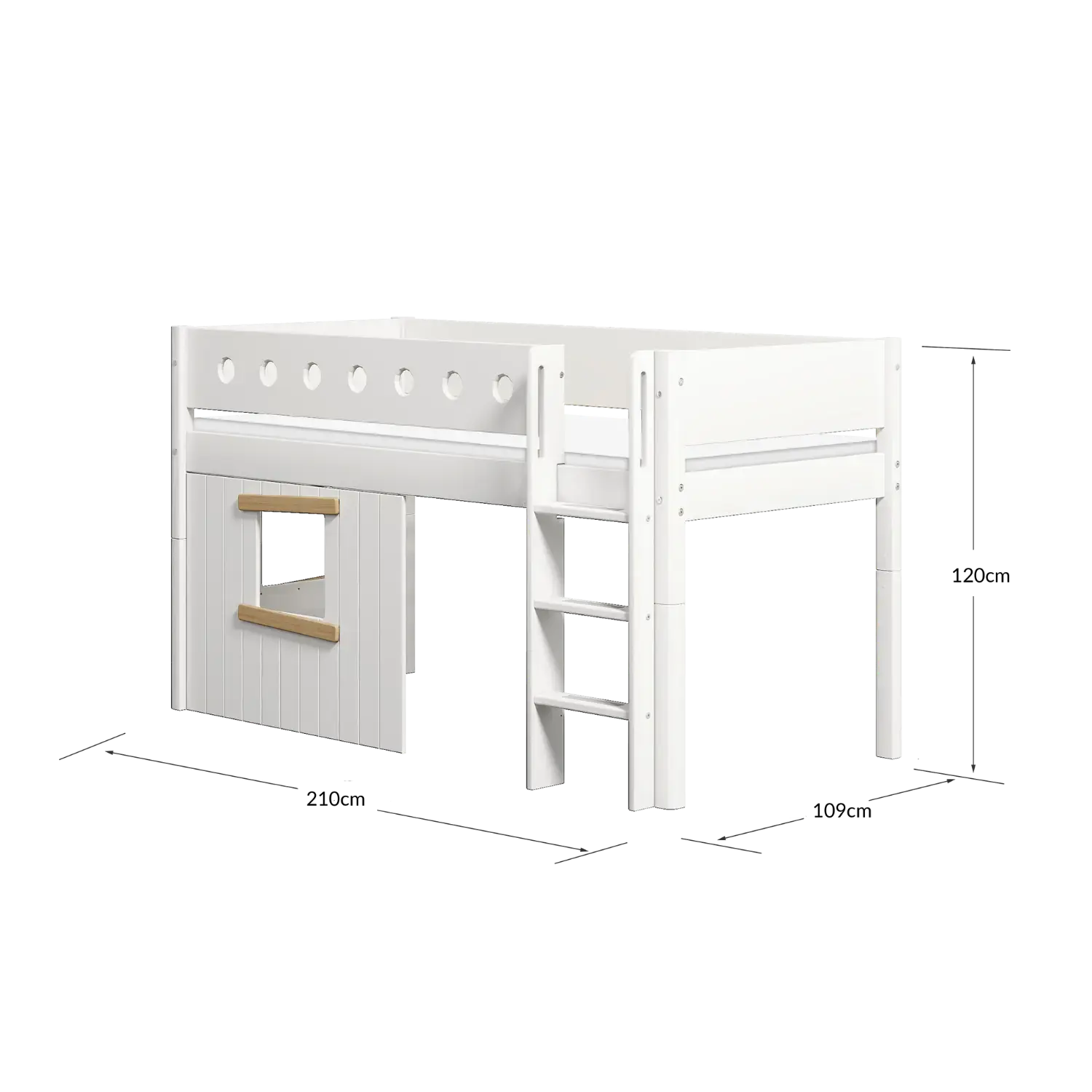 flexa-white-spielbett-120-cm-90x200-cm-wei-mit-baumhaus-front image 5
