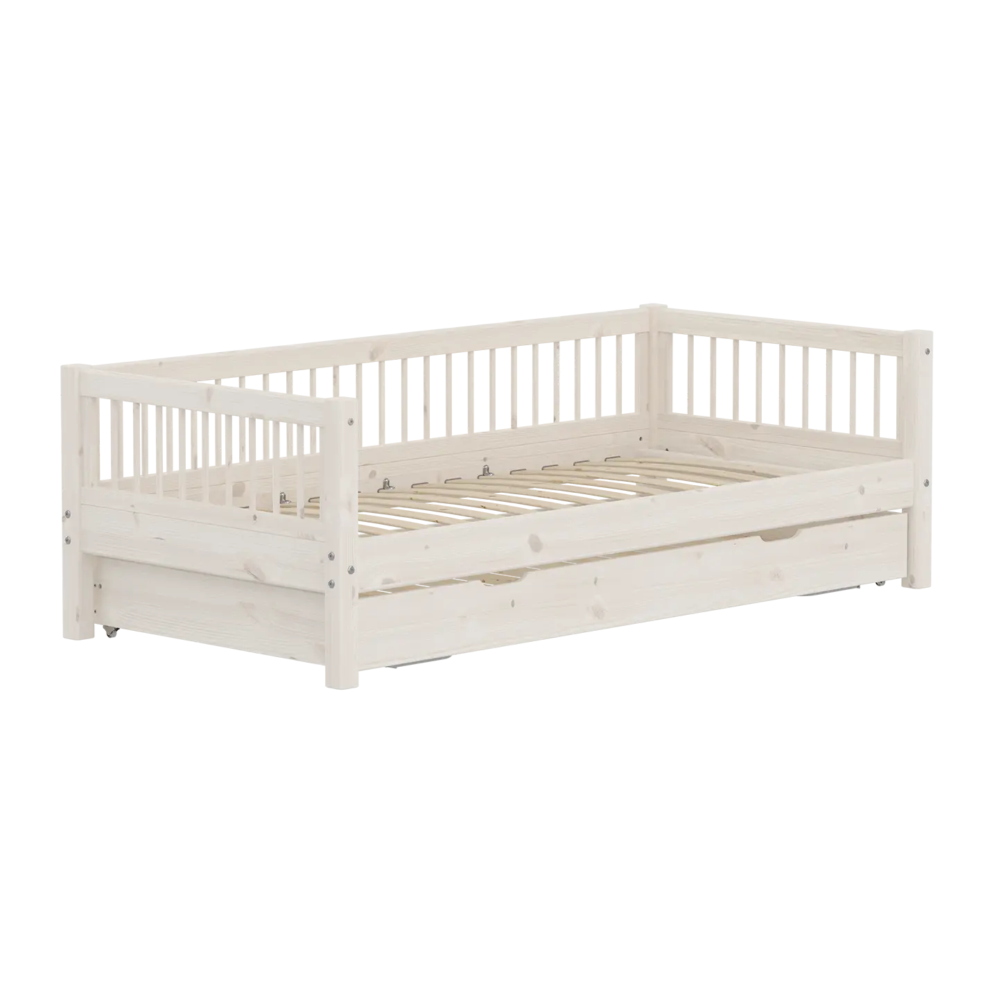 flexa-classic-einzelbett-90x200-cm-mit-ausziehbett-90x190-cm-und-crossbars-wei image 3