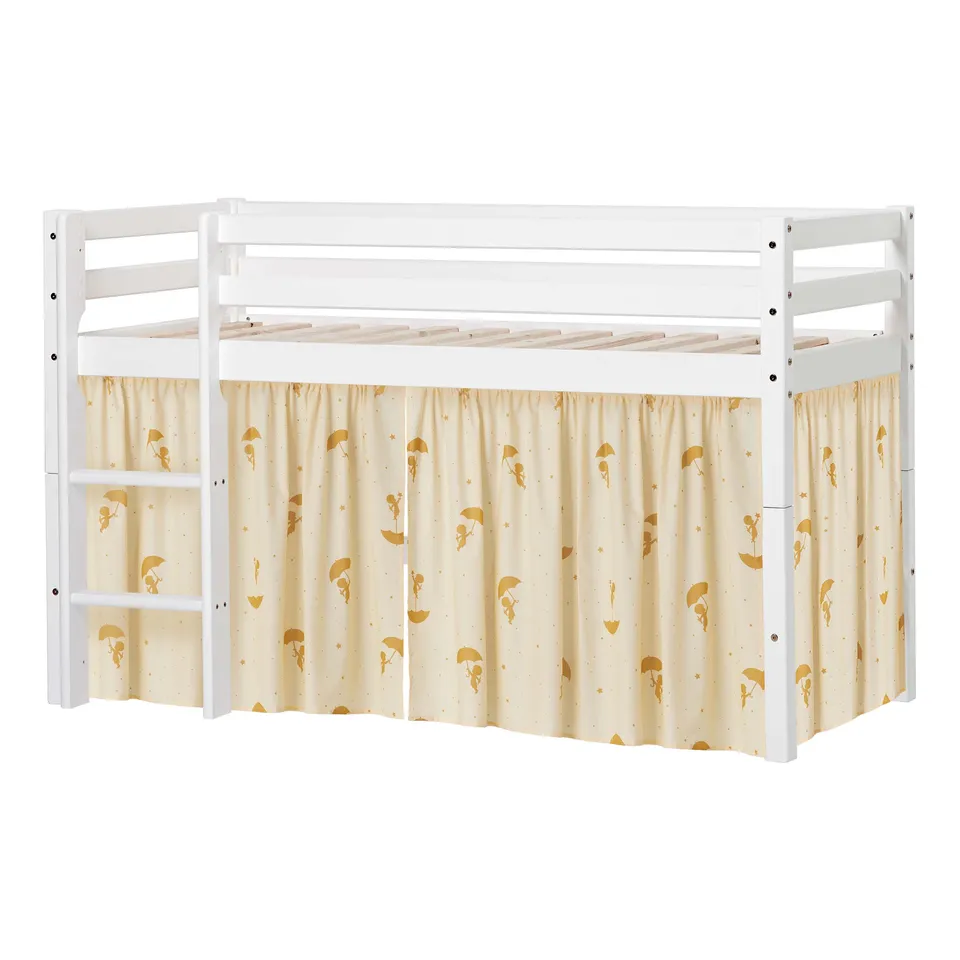 hoppekids-eco-dream-halbhochbett-mit-gelbem-ole-lukoie-bettvorhang image 1