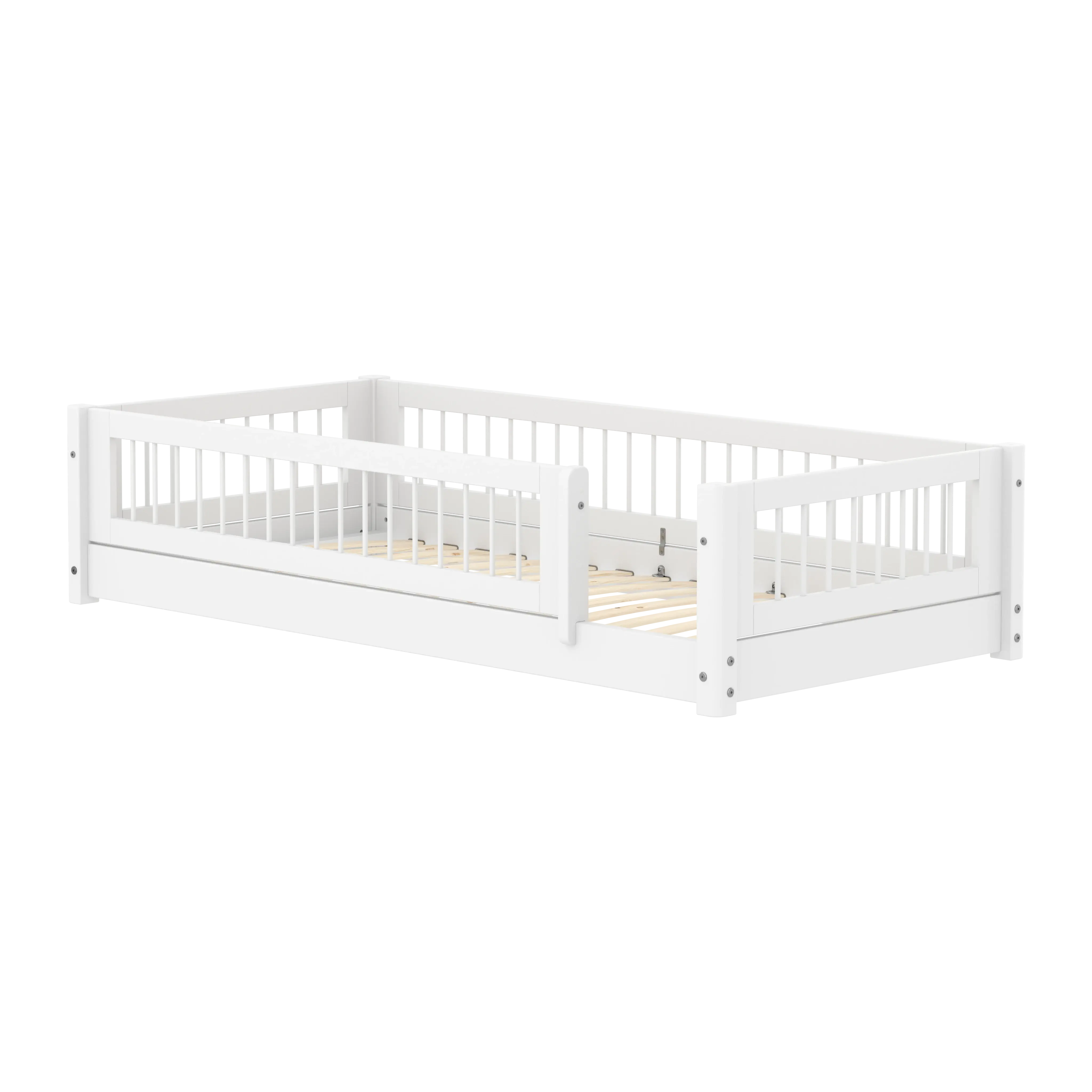 flexa-white-montessori-bett-90x200-cm-mit-crossbars-und-absturzsicherung-wei image 1