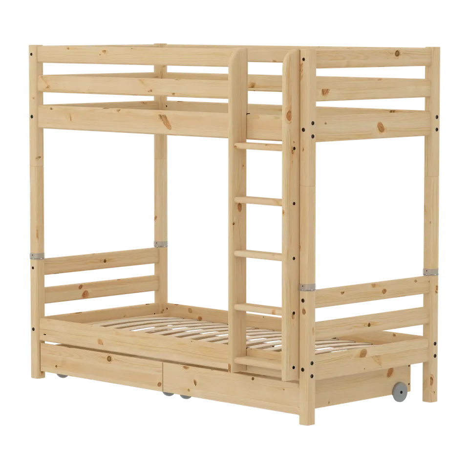 flexa-classic-raw-hohes-etagenbett-90x200-cm-mit-aufbewahrung-kiefernholz image 1