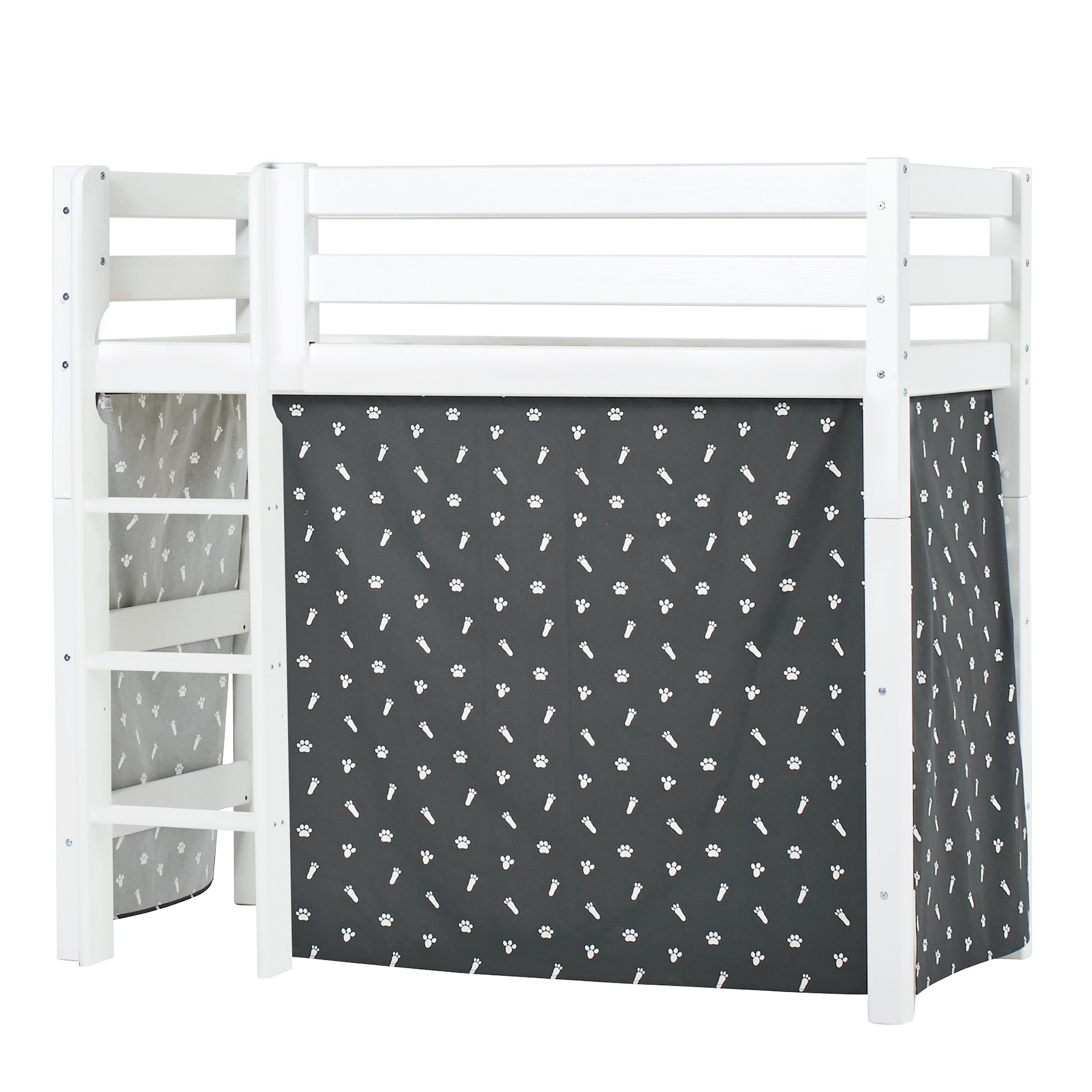hoppekids-eco-luxury-mittelhohes-bett-mit-pets-granite-grey-bettvorhang image 1