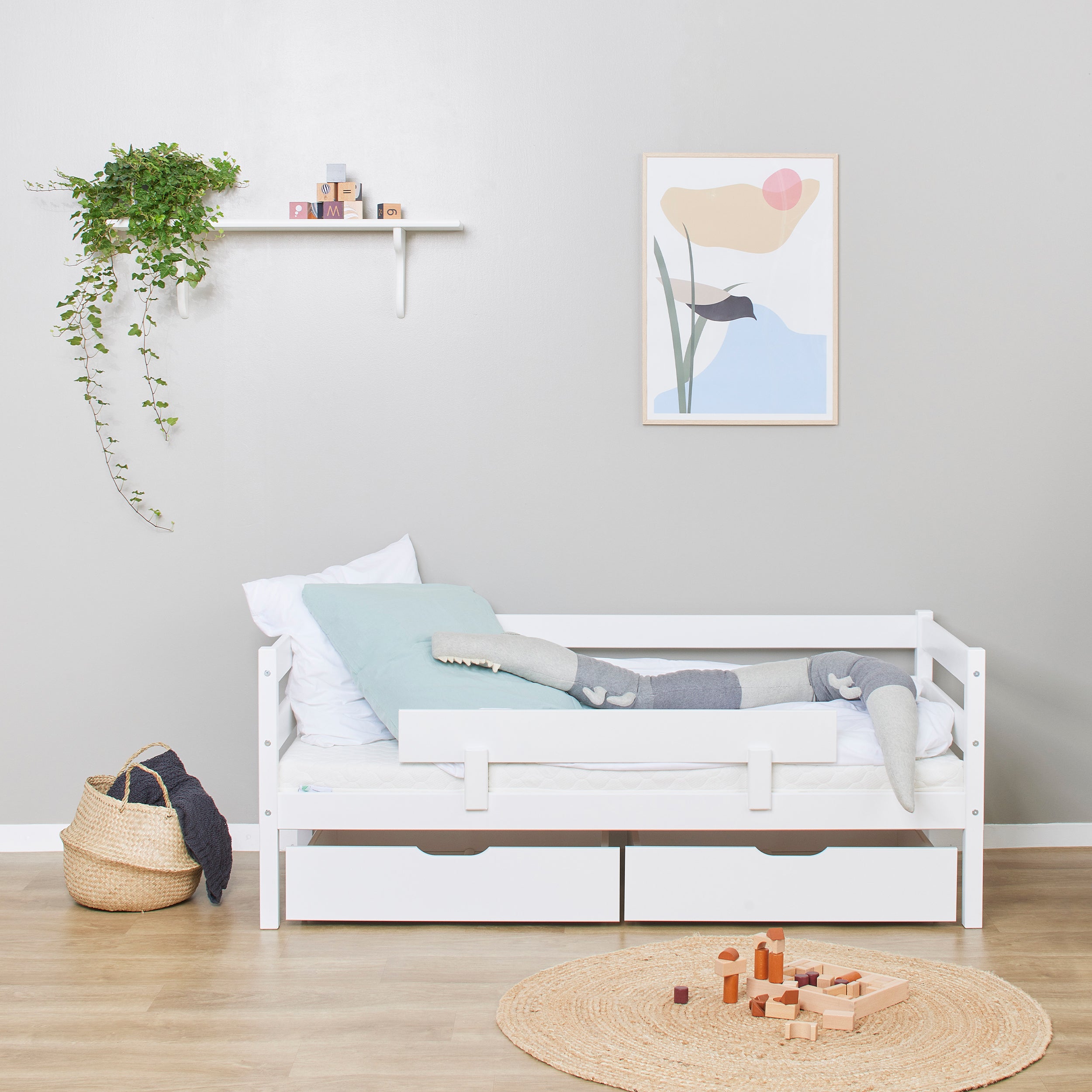 hoppekids-eco-comfort-einzelbett-70x160-inkl-schubladen-und-rausfallschutz image 1
