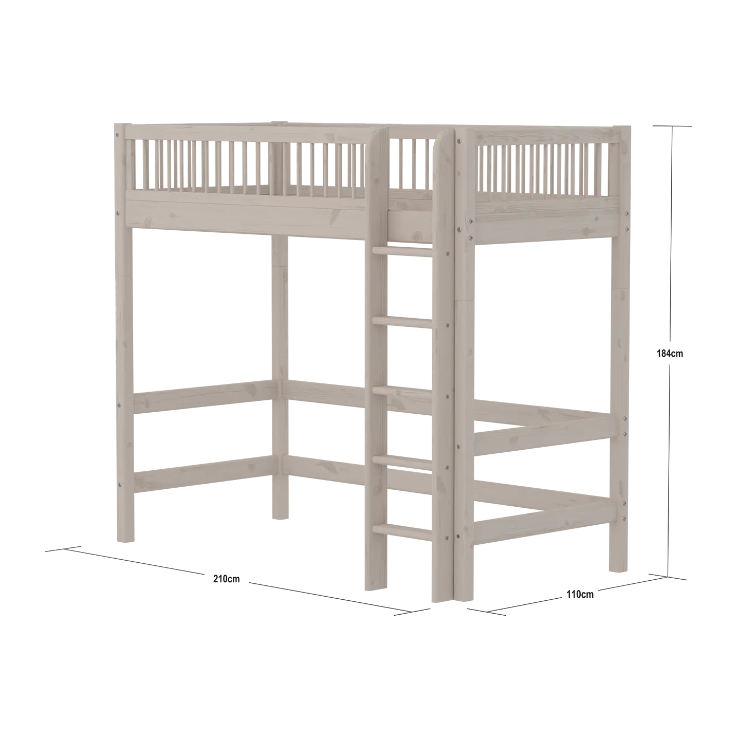 flexa-classic-hochbett-90x200-cm-184-cm-hoch-leiter-absturzsicherung-grau image 4