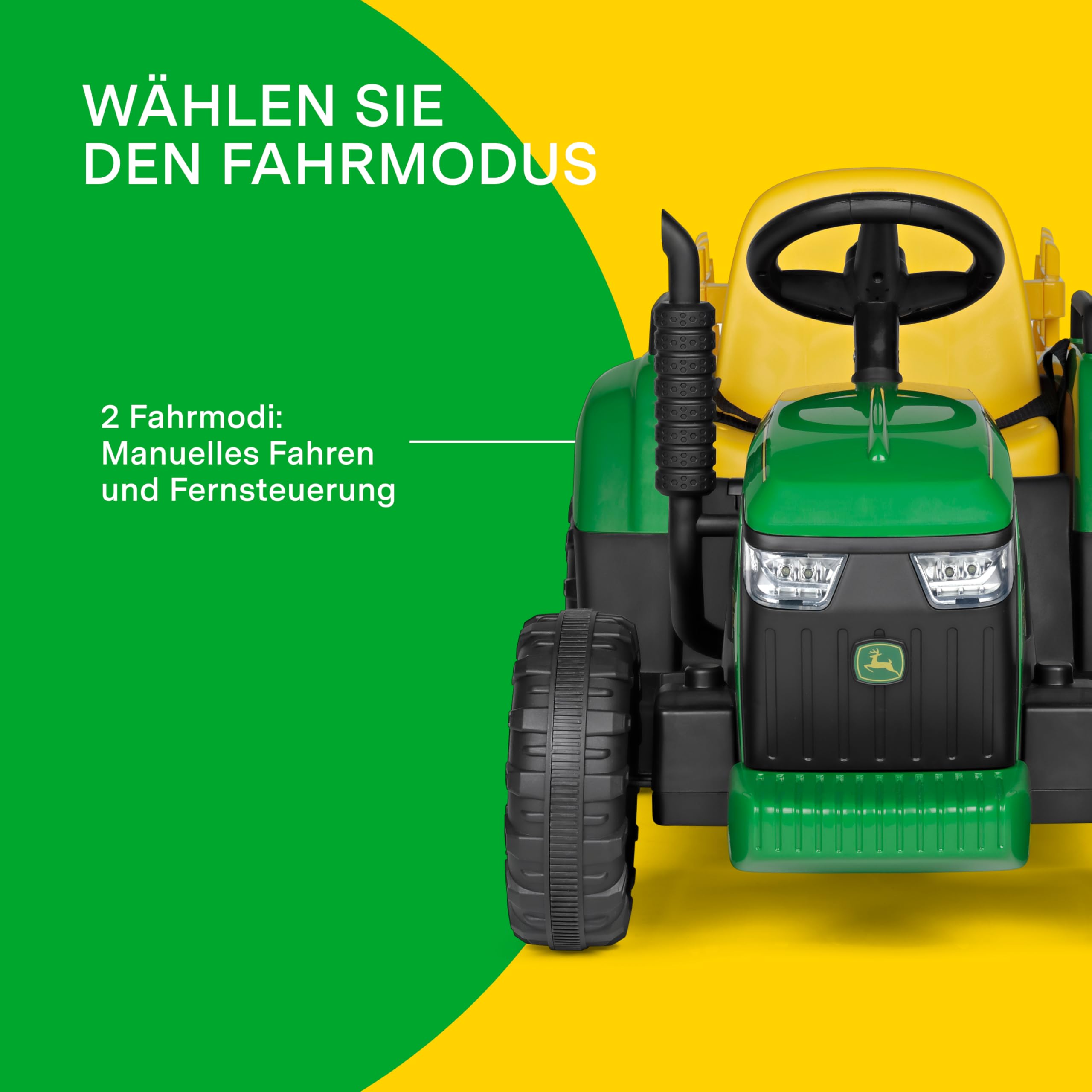 peg-perego-john-deere-farm-power-elektrotraktor-mit-anh-nger-und-funksteuerung image 5
