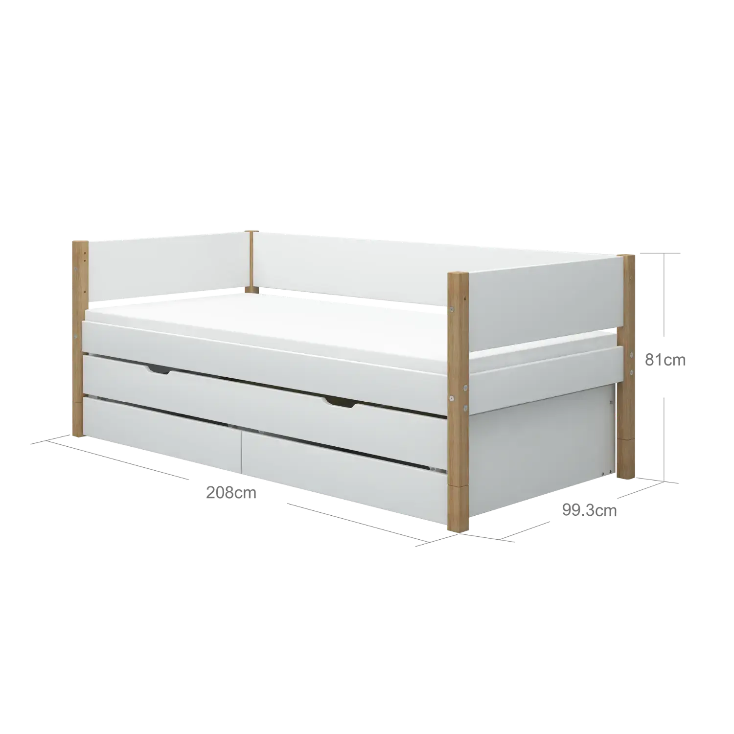 flexa-nor-einzelbett-90x200-cm-mit-ausziehbett-90x190-cm-und-schubladen-wei-eich image 8