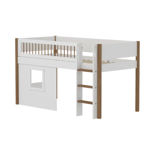 flexa-nor-spielbett-120-cm-mit-baumhaus-leiter-und-absturzsicherung-90x200-cm-we image 1