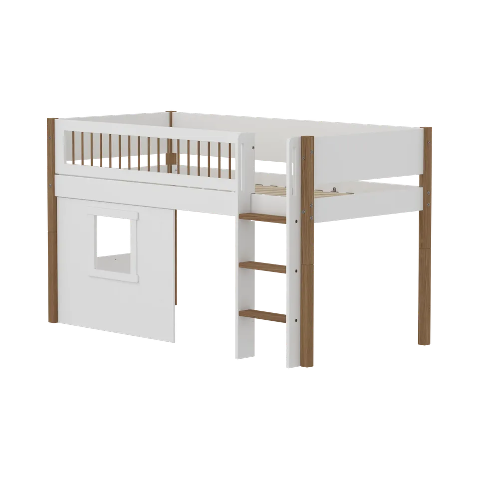 flexa-nor-spielbett-120-cm-mit-baumhaus-leiter-und-absturzsicherung-90x200-cm-we image 1