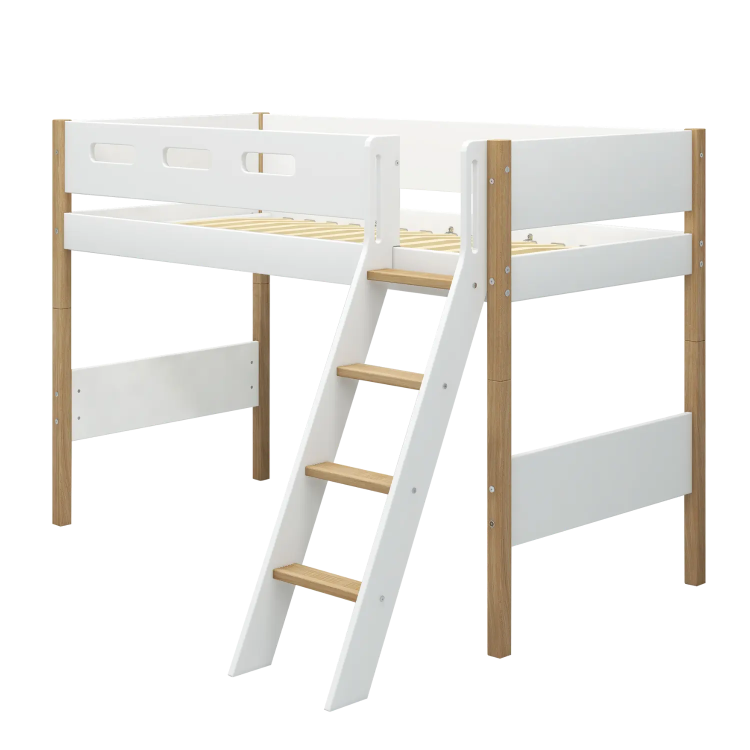 flexa-nor-hochbett-143-cm-mit-leiter-und-absturzsicherung-90x200-cm-wei-eiche image 3