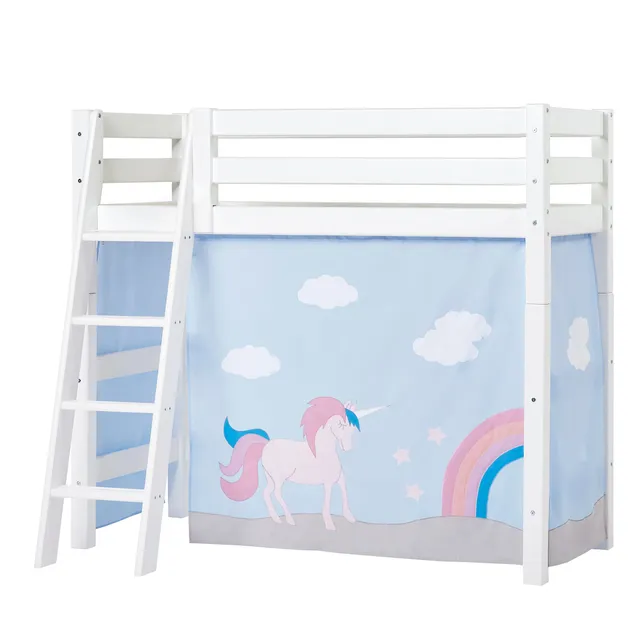 hoppekids-eco-luxury-mittelhohes-bett-mit-unicorn-bettvorhang image 1