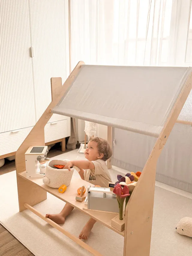 meowbaby-spielhaus-kaufladen-mit-dach-holz image 1