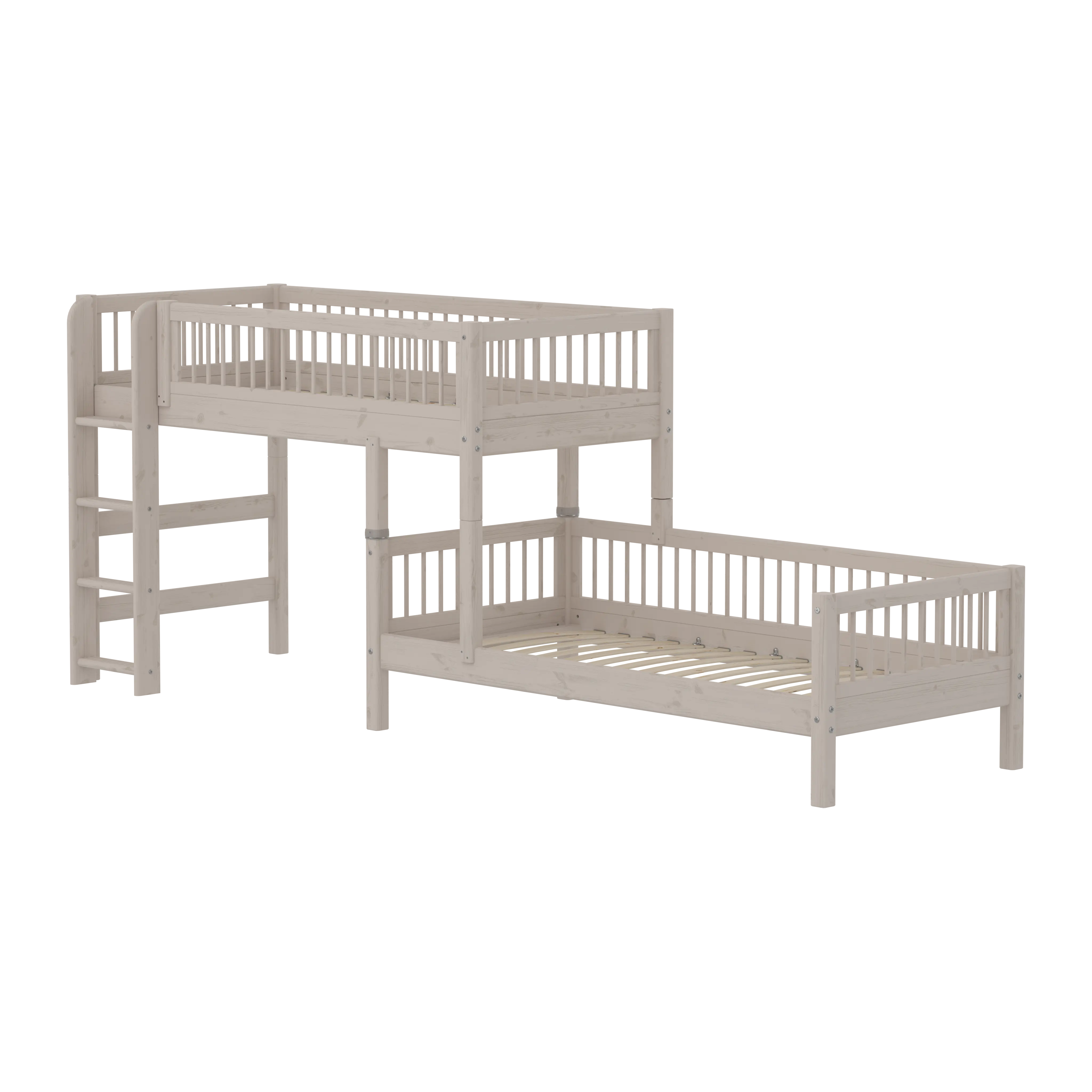 flexa-classic-etagenbett-143-cm-90x200-cm-grau-mit-leiter-und-absturzsicherung image 2