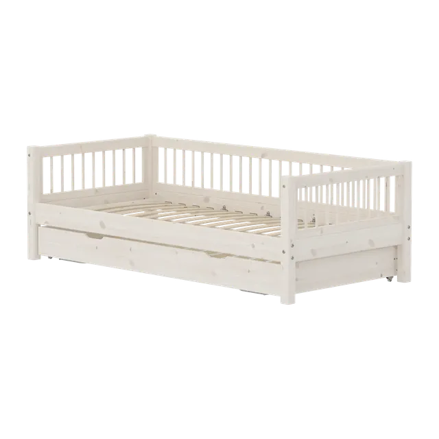 flexa-classic-einzelbett-90x200-cm-mit-ausziehbett-90x190-cm-und-crossbars-wei image 1
