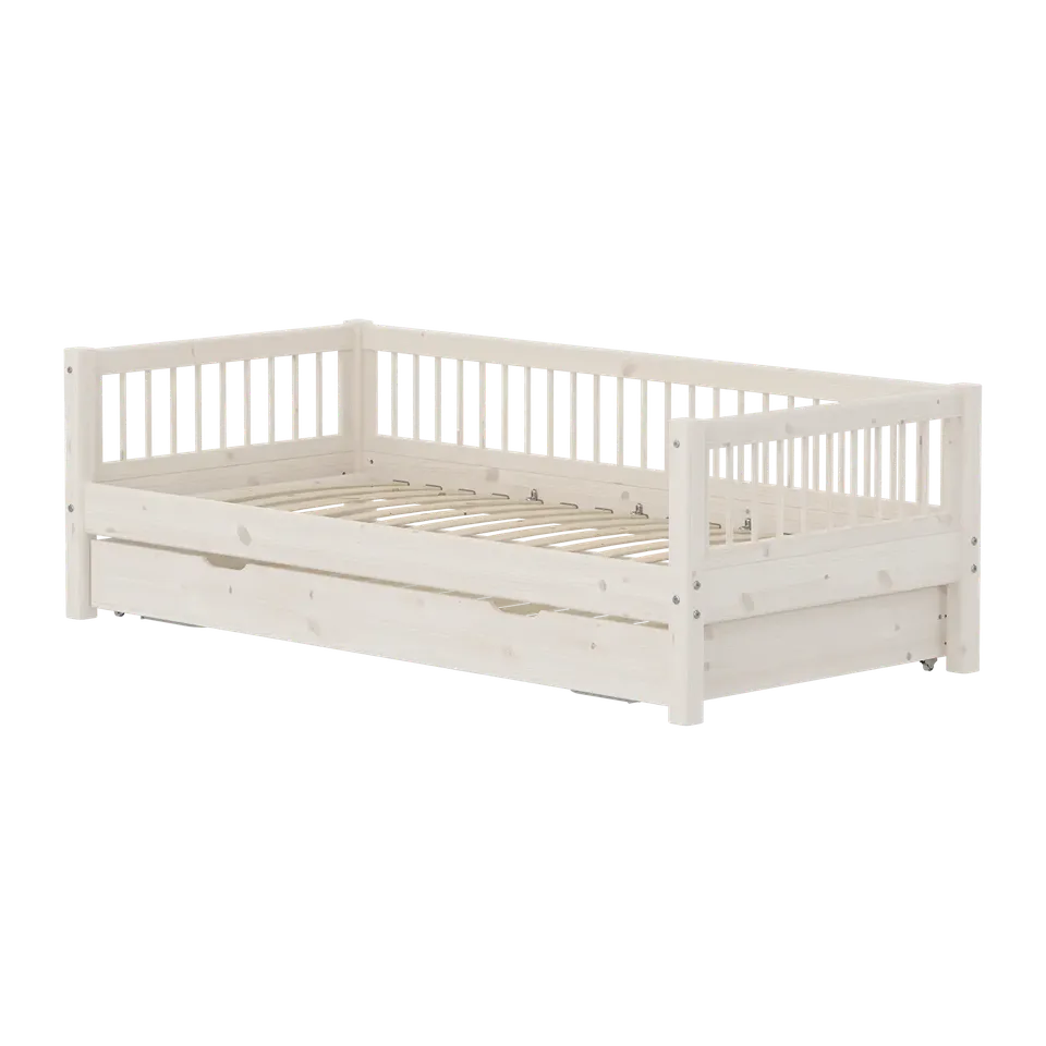 flexa-classic-einzelbett-90x200-cm-mit-ausziehbett-90x190-cm-und-crossbars-wei image 1