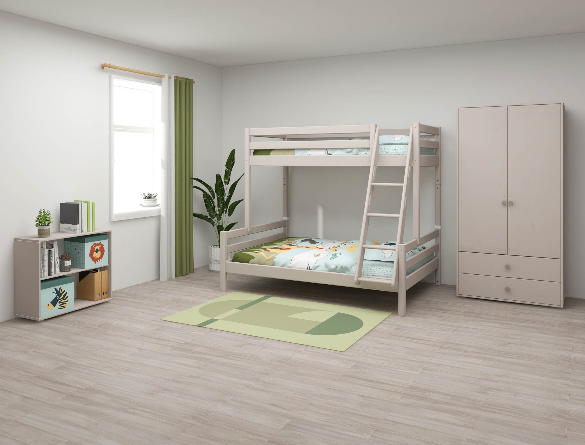 flexa-classic-familienbett-family-bed-90-140x200-cm-mit-leiter-grau-184-cm image 2