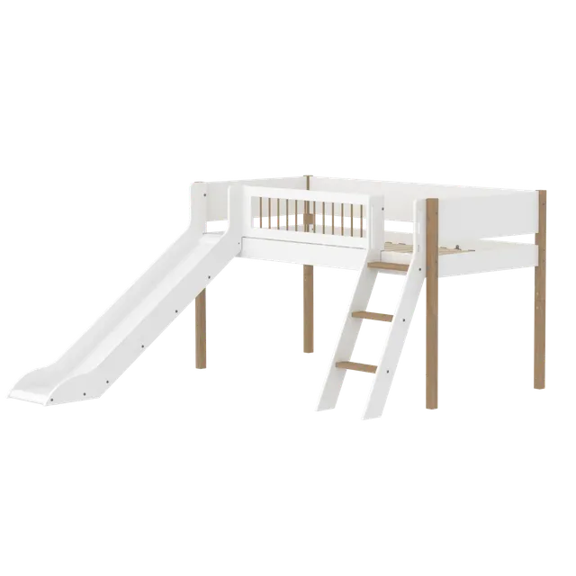 flexa-nor-spielbett-120-cm-mit-rutsche-leiter-und-absturzsicherung-90x200-cm-wei image 1