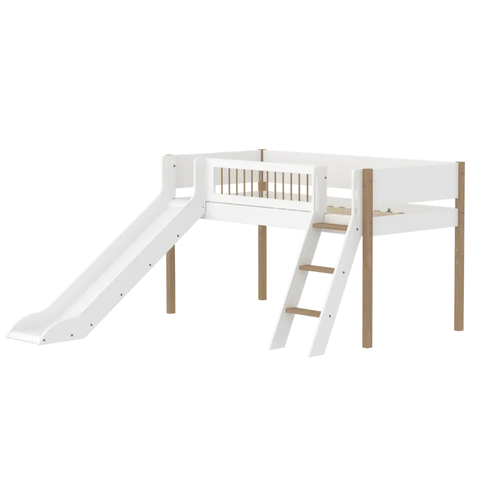 flexa-nor-spielbett-120-cm-mit-rutsche-leiter-und-absturzsicherung-90x200-cm-wei image 1