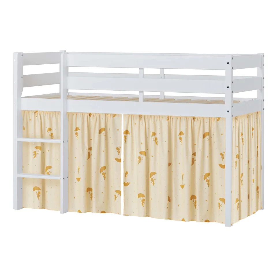 hoppekids-eco-comfort-halbhohes-bett-mit-ole-lukoie-vorhang-gelb image 1