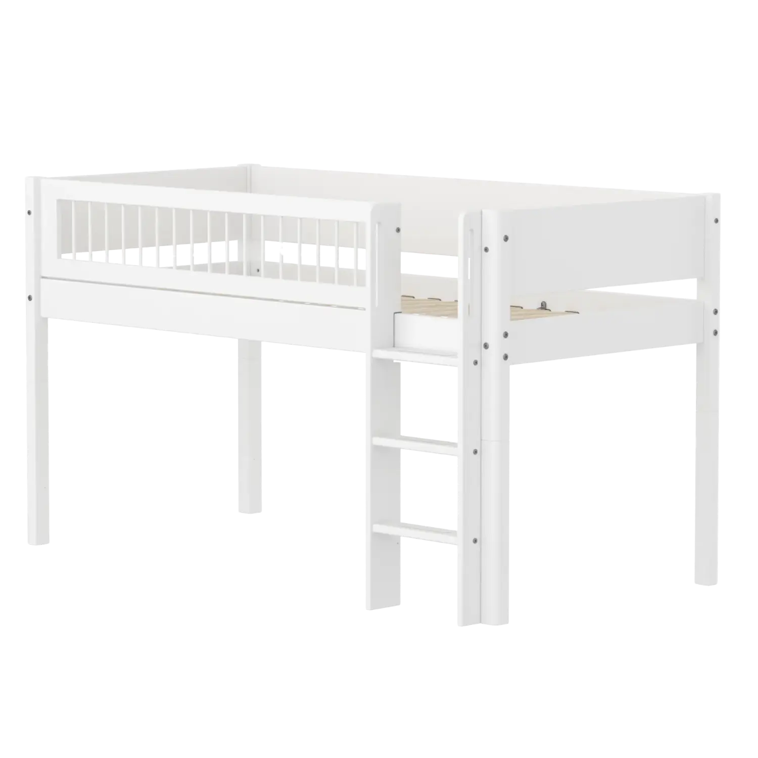 flexa-white-hochbett-120-cm-mit-leiter-und-absturzsicherung-90x200-cm-wei image 1