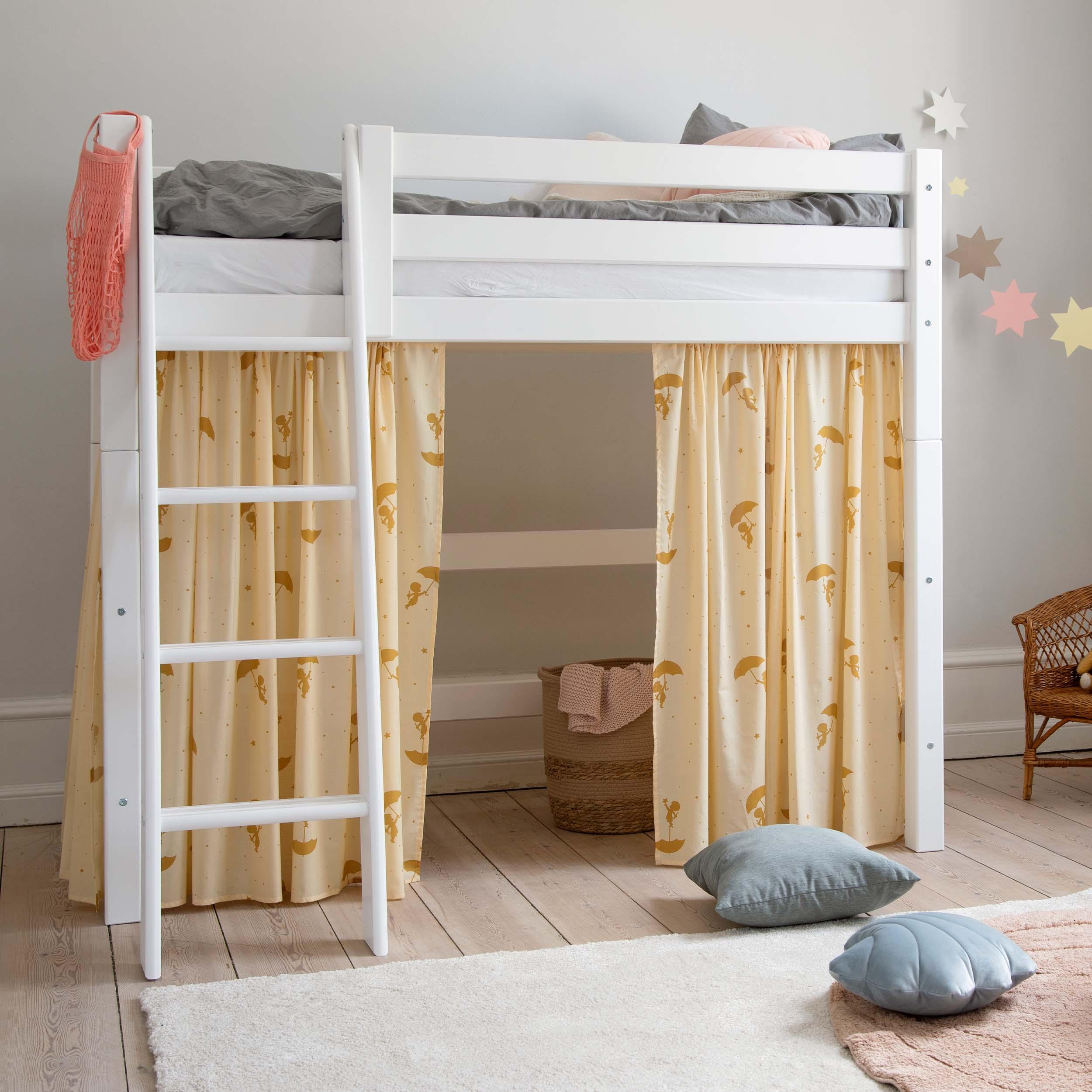 hoppekids-eco-luxury-mittelhohes-bett-mit-gelbem-ole-lukoie-bettvorhang image 7