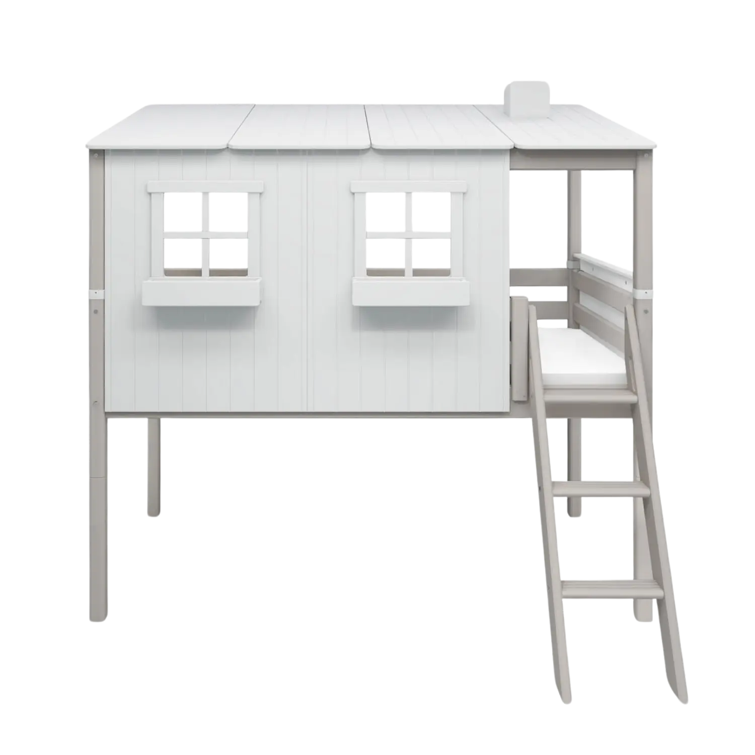 flexa-classic-house-spielbett-120-cm-90x200-cm-mit-leiter-wei-grau image 4