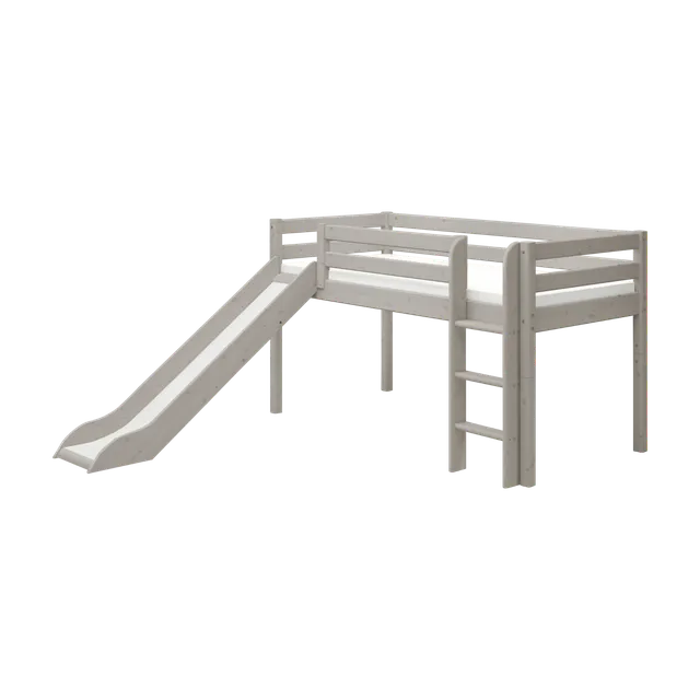 flexa-classic-spielbett-120-cm-90x200-cm-grau-mit-rutsche-und-leiter image 1