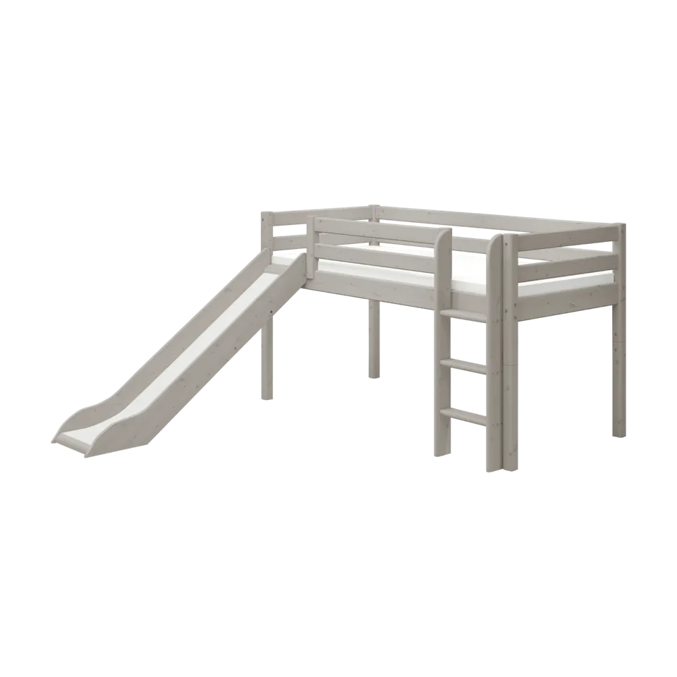 flexa-classic-spielbett-120-cm-90x200-cm-grau-mit-rutsche-und-leiter image 1