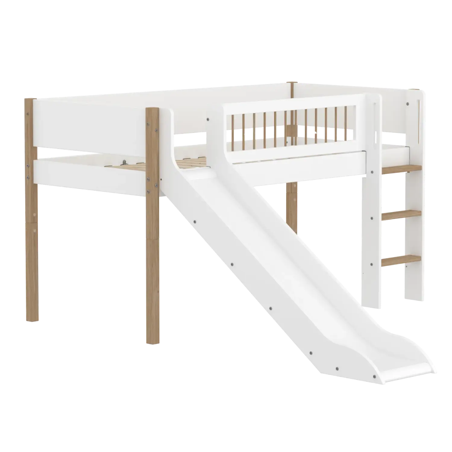 flexa-nor-spielbett-120-cm-mit-rutsche-leiter-und-absturzsicherung-90x200-cm-wei-2 image 3