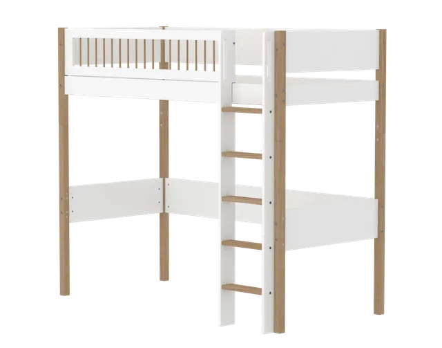 flexa-nor-hochbett-184-cm-mit-leiter-und-absturzsicherung-90x200-cm-wei-eiche image 1