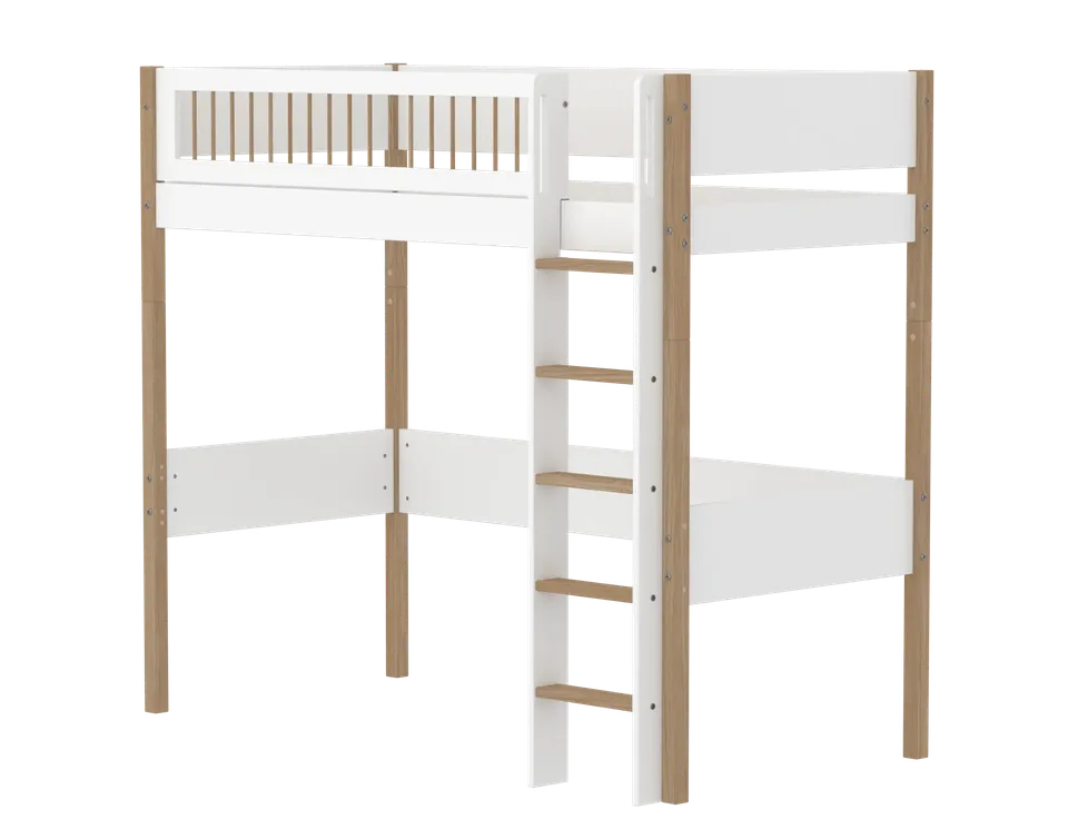 flexa-nor-hochbett-184-cm-mit-leiter-und-absturzsicherung-90x200-cm-wei-eiche image 1