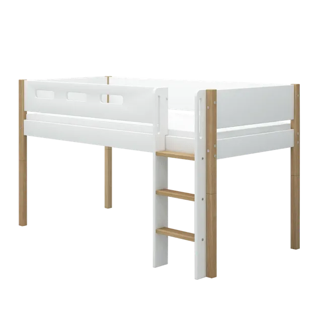 flexa-nor-spielbett-120-cm-mit-leiter-und-absturzsicherung-90x200-cm-wei-eiche image 1