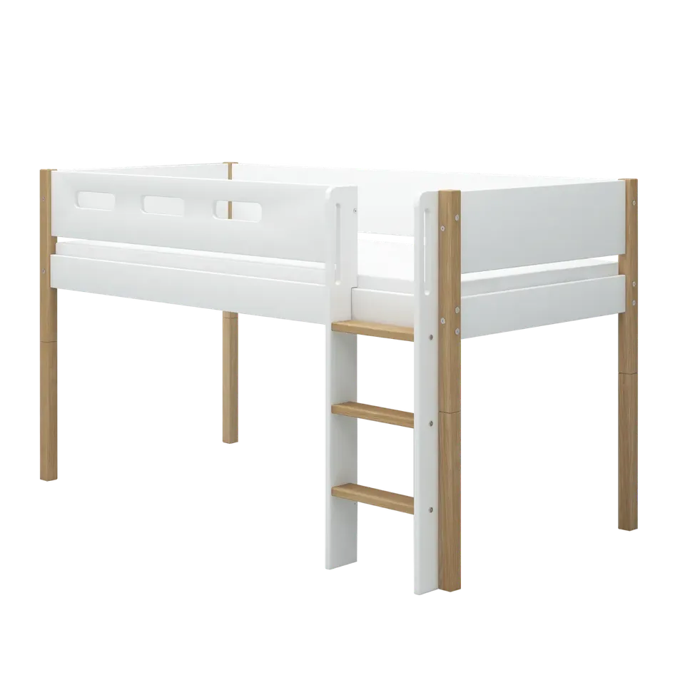 flexa-nor-spielbett-120-cm-mit-leiter-und-absturzsicherung-90x200-cm-wei-eiche image 1