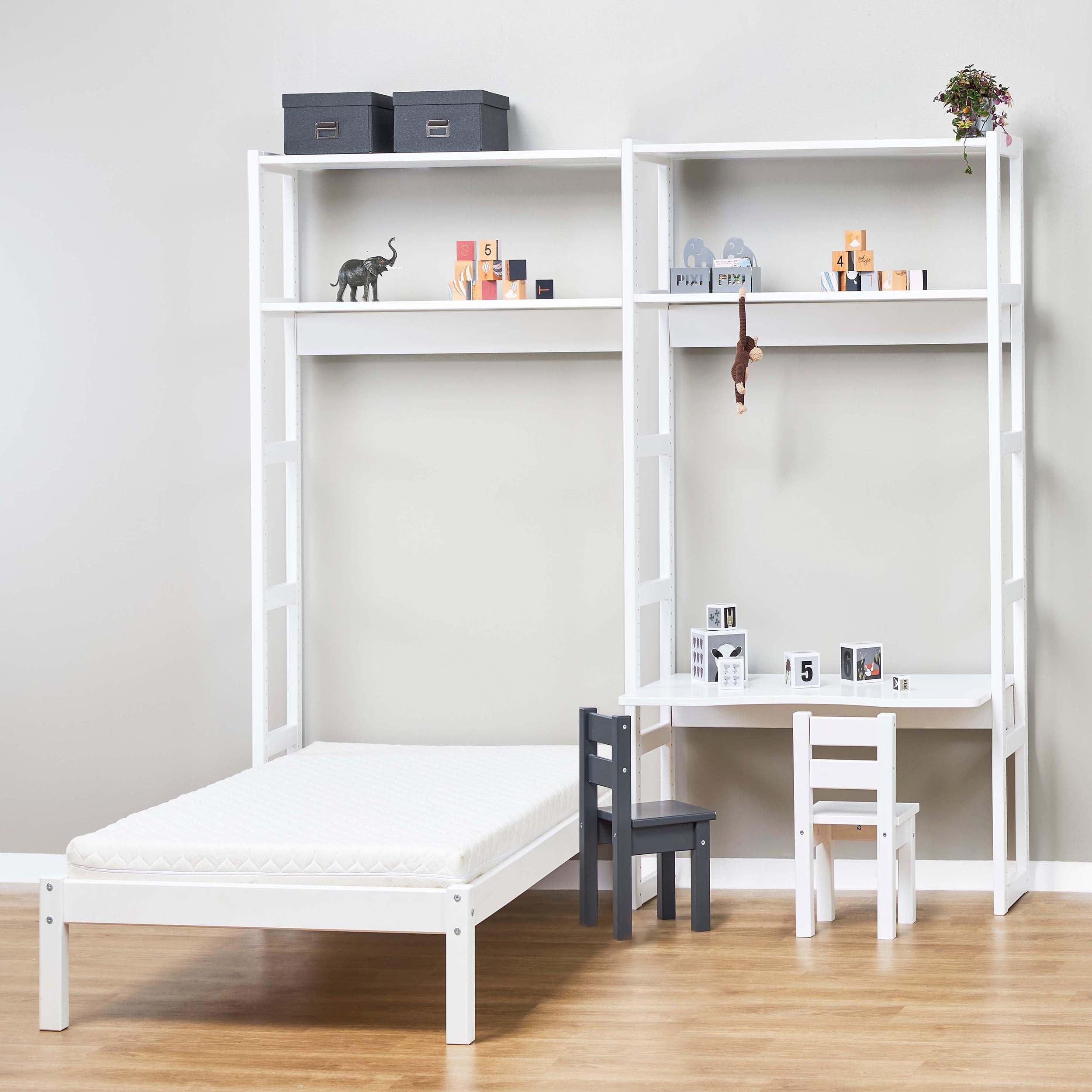 hoppekids-storey-regal-2-sektionen-mit-bett-70x160-cm-und-schreibtisch-80-cm-wei image 2