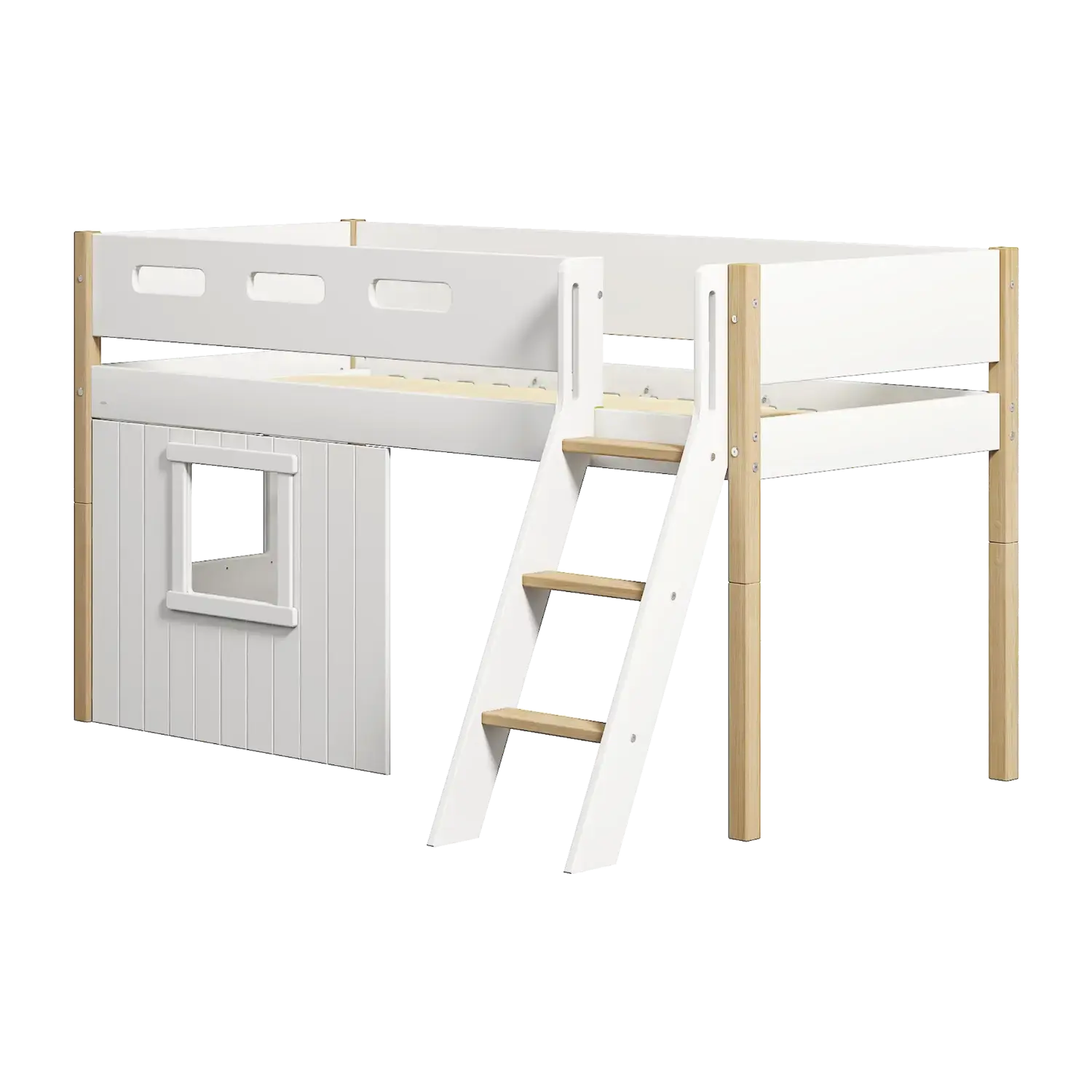 flexa-nor-spielbett-120-cm-mit-baumhaus-schr-gleiter-und-absturzsicherung-90x200 image 3